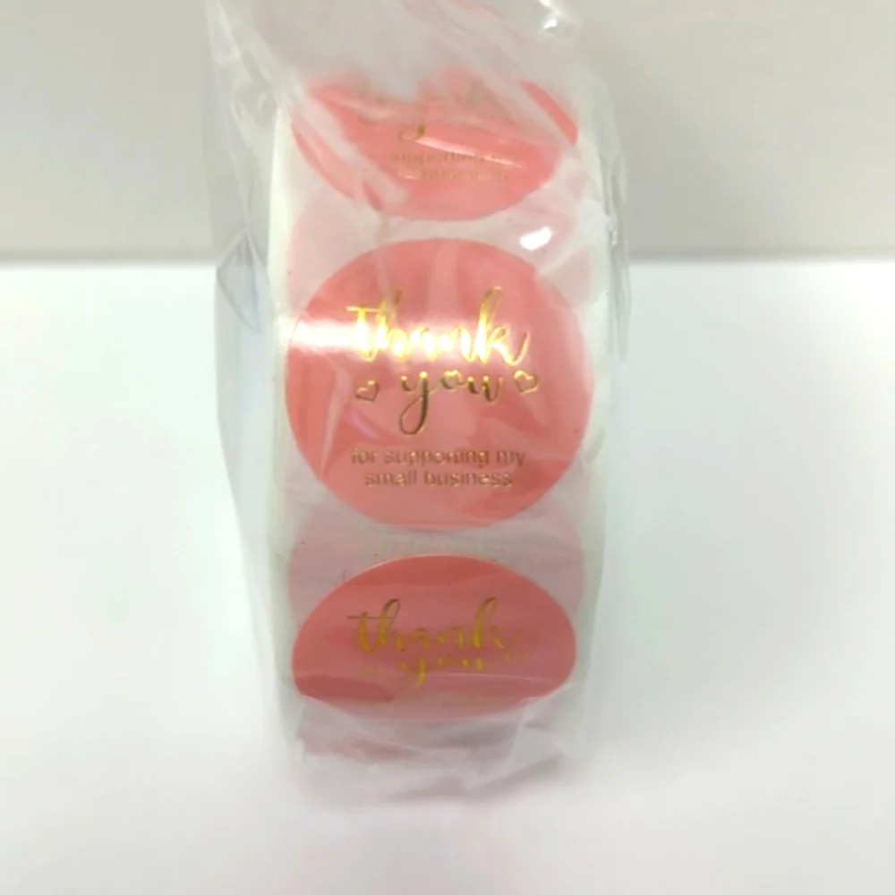 🌻NEW Thank You One-Inch Peachy-Pink and Gold Stickers 500 Count Roll